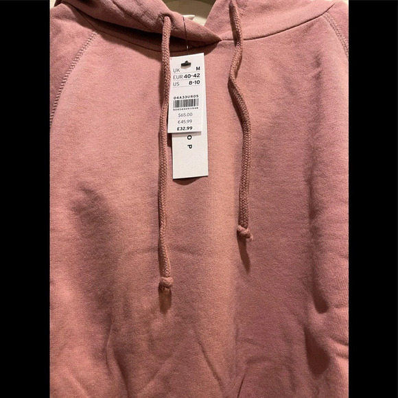 Topshop Crop Hoodie in Rose, Size 8-10 US, NWT - Picture 9 of 11